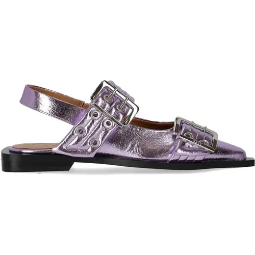 Lavender Slingback Ballet Flat with Buckles , female, Sizes: 6 UK, 4 UK, 3 UK, 7 UK, 5 UK - Ganni - Modalova