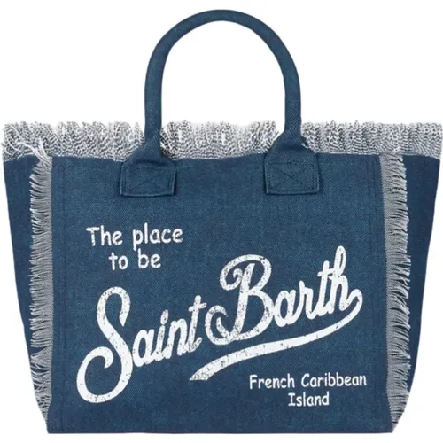 Blaue Baumwoll-Tote-Tasche mit Fransen - Saint Barth - Modalova