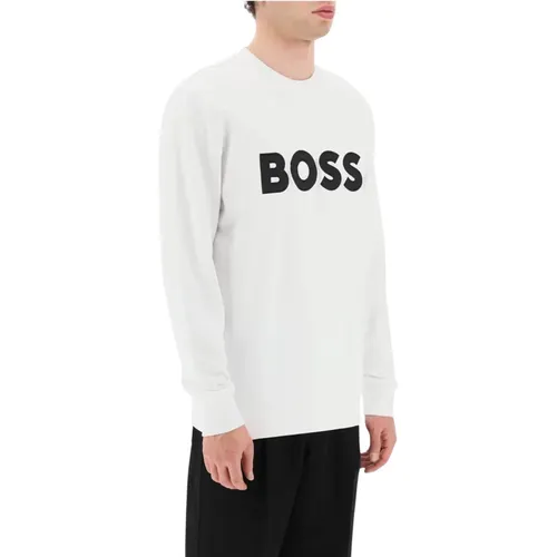 Logo Crew-neck Sweatshirt aus Bio-Baumwolle , Herren, Größe: XL - Boss - Modalova
