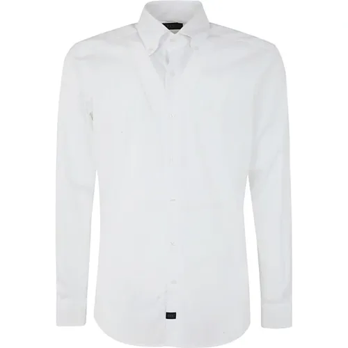 NEW Button Down Stretch Popeline Shirt , male, Sizes: M, S - Fay - Modalova