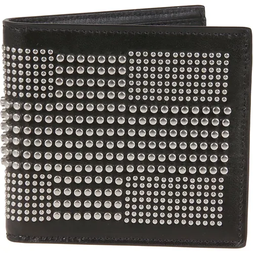 Calfskin Wallet with Stud Detail , male, Sizes: ONE SIZE - alexander mcqueen - Modalova