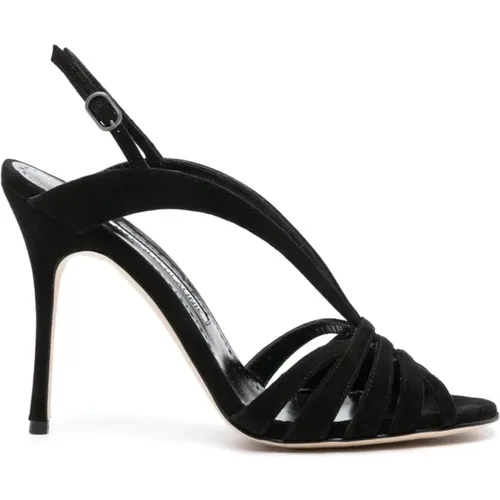 Suede Sandals with Almond Toe and Adjustable Ankle Strap , female, Sizes: 7 UK, 3 UK, 5 UK, 4 1/2 UK - Manolo Blahnik - Modalova