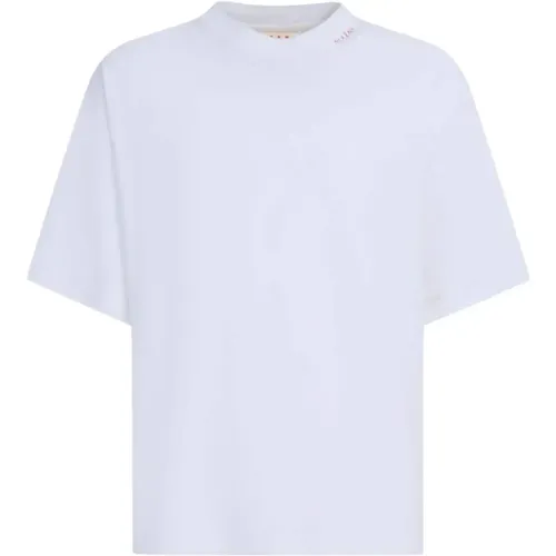 Embroidered Logo Cotton T-shirt , male, Sizes: S - Marni - Modalova