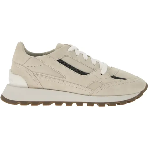 Suede Runner with Precious Jewel Detail , female, Sizes: 4 UK, 6 UK, 5 UK - BRUNELLO CUCINELLI - Modalova