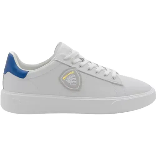 Weiße Sneakers Minimalistisches Design - Blauer - Modalova