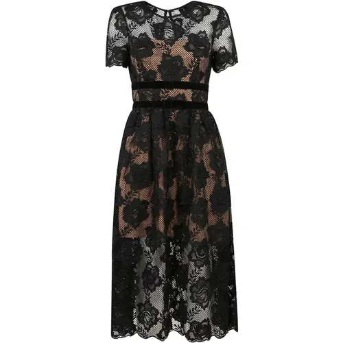 Elegant Velvet Bow Midi Dress , female, Sizes: S - Self Portrait - Modalova