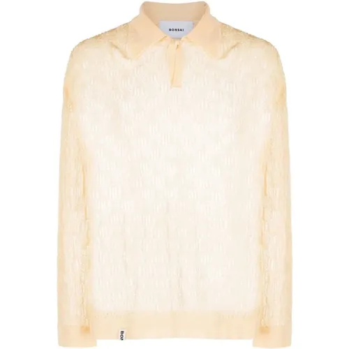 Ivory Open-Knit Polo Shirt , male, Sizes: S - Bonsai - Modalova