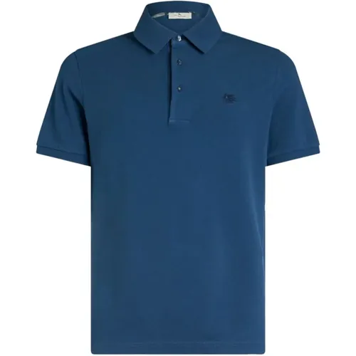 Blaues Polo-Shirt mit Pegasus-Logo - ETRO - Modalova