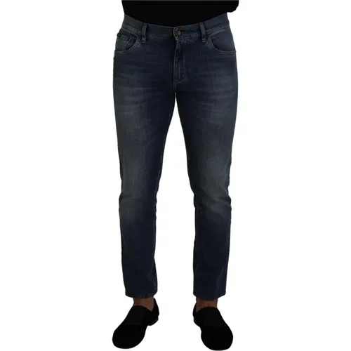 Blaue Gewaschene Niedrige Taille Denim Jeans , Herren, Größe: M - Dolce & Gabbana - Modalova