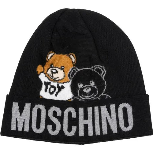 Abstrakte Mehrfarbige Beanie mit Logo-Stickereien - Moschino - Modalova