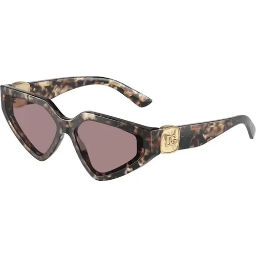 Brown Frame with Brown and Light Purple Lenses , unisex, Sizes: 59 MM - Dolce & Gabbana - Modalova