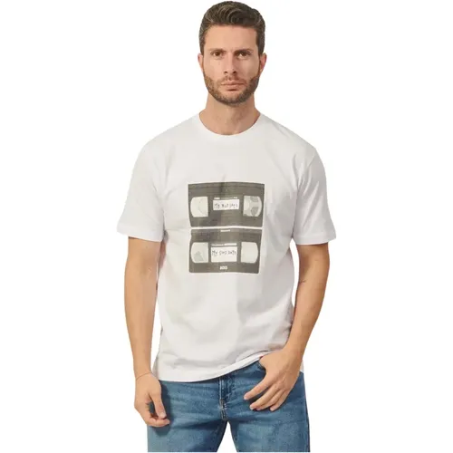 T-Shirt mit Abstraktem Druck in Weiß , Herren, Größe: M - Hugo Boss - Modalova