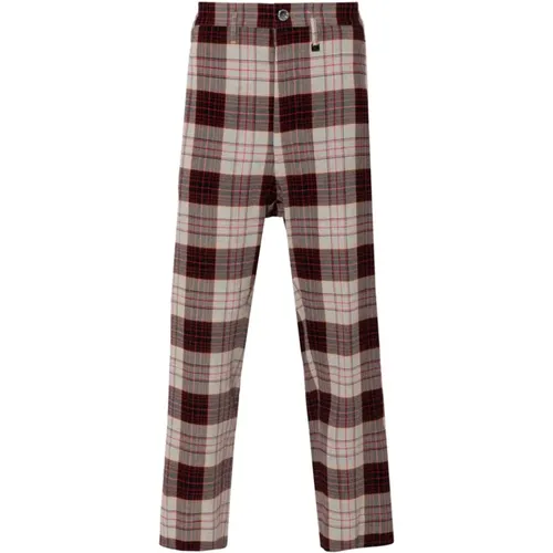 Check Pattern Slim Cut Cropped Trousers , male, Sizes: M, L - Vivienne Westwood - Modalova