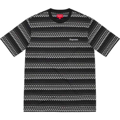 Schwarzes Kurzarm-Top mit Jacquard-Herzen , Herren, Größe: XL - Supreme - Modalova