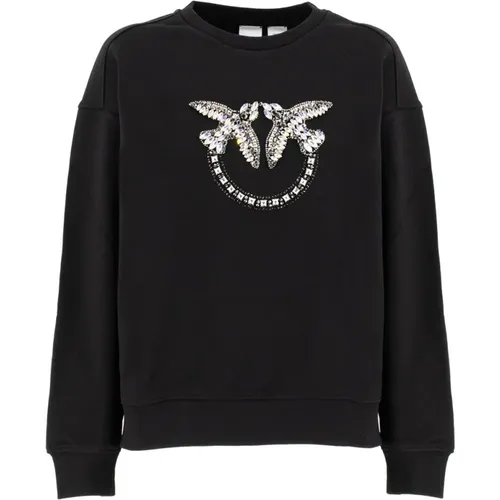 Love Birds Embroidered Sweatshirt , female, Sizes: S, XS, M, L - pinko - Modalova