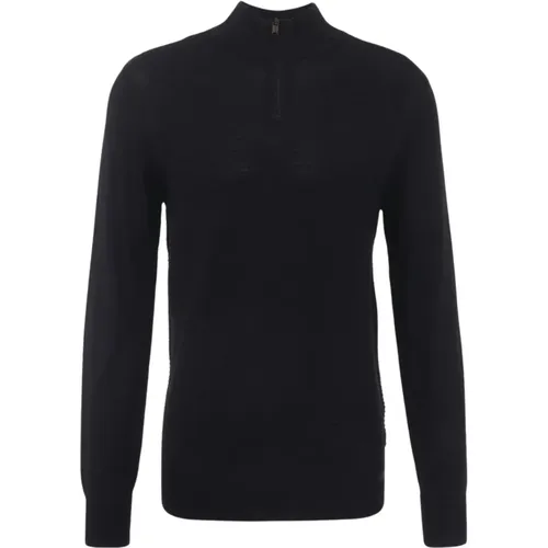 Turtle Zip Pullover Schwarz,Turtle Zip Pullover Dunkelblau,Dunkelblaues Herrenpullover,Brauner Pullover für Männer,Turtle Zip Pullover - Genti - Modalova