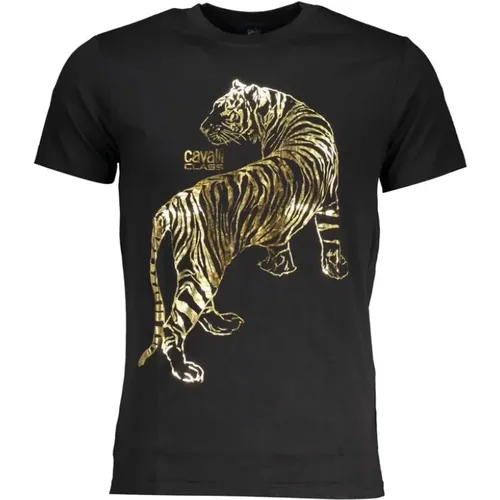 Schwarzes Bedrucktes Logo T-Shirt - Cavalli Class - Modalova