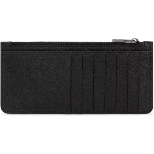 Schwarze Leder-Kreditkartenbrieftasche mit Reißverschluss , Herren, Größe: ONE Size - Dolce & Gabbana - Modalova