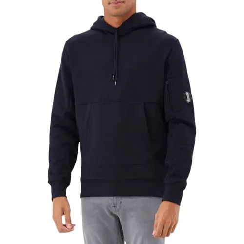 Dunkelblaue Fleece Kapuzenpullover - C.P. Company - Modalova