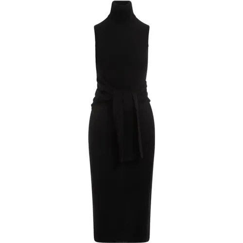 Schwarzes Midi-Kleid , Damen, Größe: M - MM6 Maison Margiela - Modalova