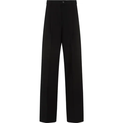 Schwarze Plissierte Wollhose , Damen, Größe: 2XS - SPORTMAX - Modalova