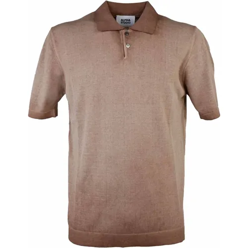 Short Sleeve Cotton Polo in Henne , male, Sizes: 3XL - Alpha Studio - Modalova