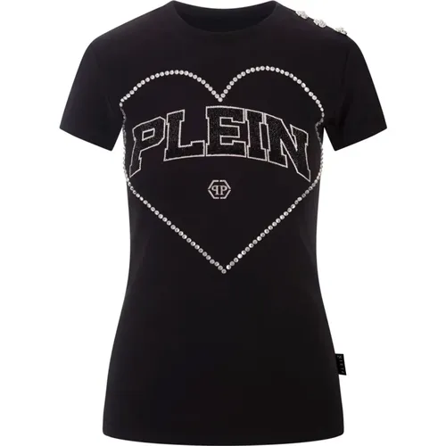 Crystal Heart T-shirt , female, Sizes: M, S - Philipp Plein - Modalova