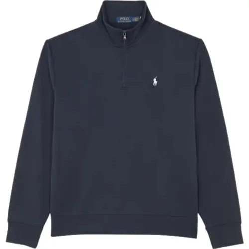 Marineblauer Sweatshirt mit Stehkragen , Herren, Größe: S - Polo Ralph Lauren - Modalova