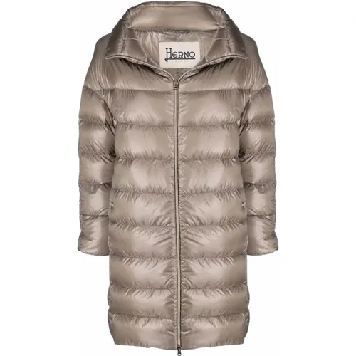 Dove Grey Down-Filled Coat , female, Sizes: S, XS, 2XS, L, M - Herno - Modalova