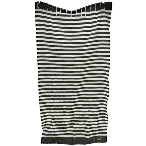 Striped Beach Towel. Black Cotton. , female, Sizes: ONE SIZE - MC2 Saint Barth - Modalova
