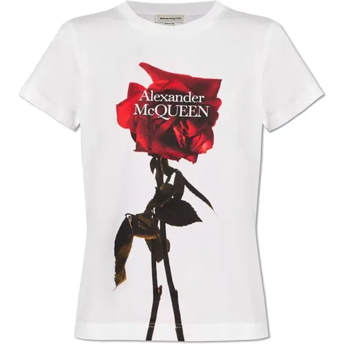 Shadow Rose printed T-shirt , female, Sizes: M, XS, S - alexander mcqueen - Modalova