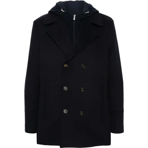 Wool Cashmere Coat with Detachable Hood , male, Sizes: XL, 3XL, L - Eleventy - Modalova