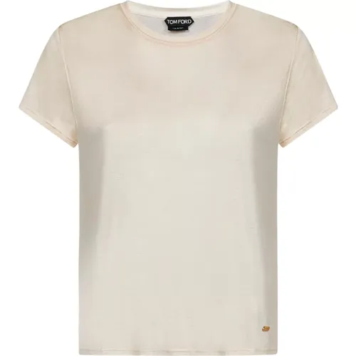 Seiden T-Shirt mit Gold Logo - Tom Ford - Modalova