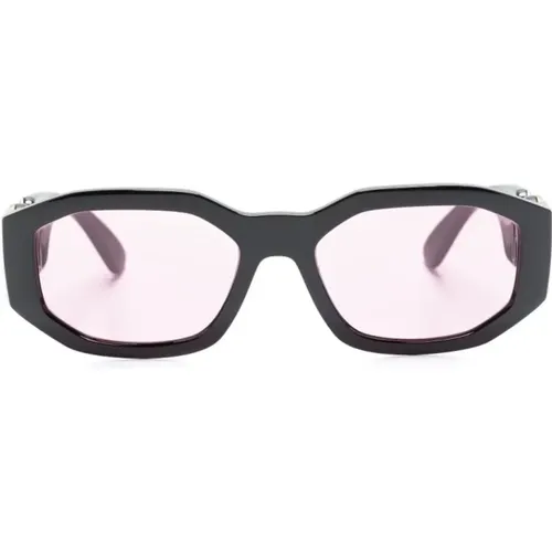 Black Sunglasses with Original Accessories , male, Sizes: 53 MM - Versace - Modalova