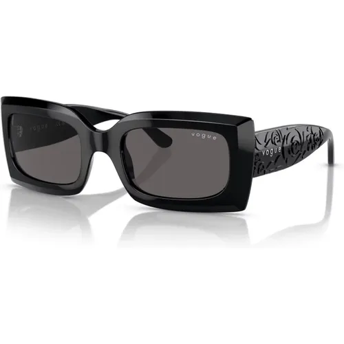 Schwarze Rauchgraue Sonnenbrille , Damen, Größe: 52 MM - Vogue - Modalova