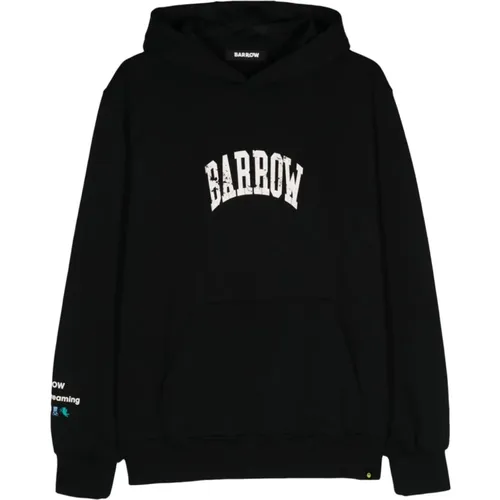 Schwarzer Hoodie mit Logo-Print , Herren, Größe: M - BARROW - Modalova