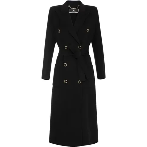 Belted Coat , female, Sizes: M, S - Elisabetta Franchi - Modalova