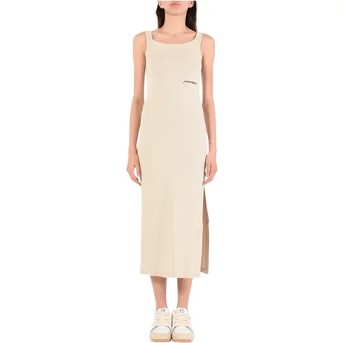 Geripptes Baumwoll-Midi-Kleid mit Trägern , Damen, Größe: L - Hinnominate - Modalova