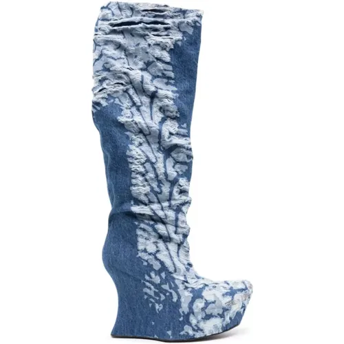 Distressed Denim Boots , female, Sizes: 3 UK, 7 UK, 4 UK, 5 UK - Masha Popova - Modalova