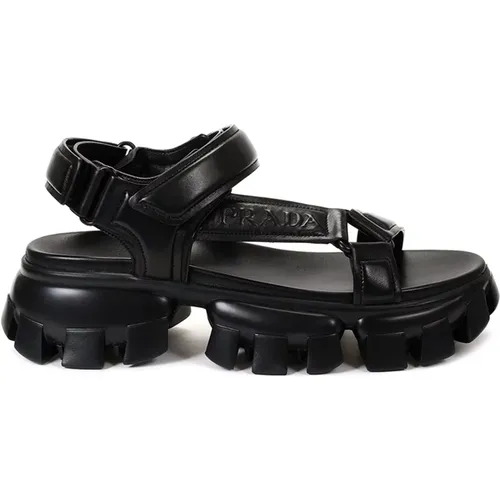 Luxurious Leather Logo Sandals , female, Sizes: 6 1/2 UK - Prada - Modalova