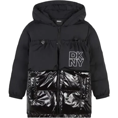 Schwarze gesteppte Jacke mit Kapuze - DKNY - Modalova