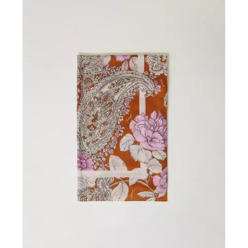 Brown Floral Paisley Scarf , female, Sizes: ONE SIZE - Twinset - Modalova