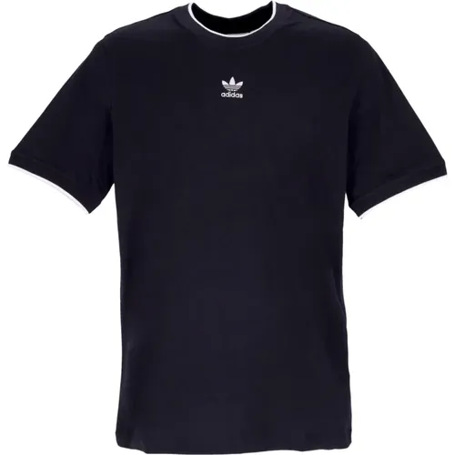 Schwarzes Crew-Neck Tee mit Logo-Stickerei , Herren, Größe: S - Adidas - Modalova