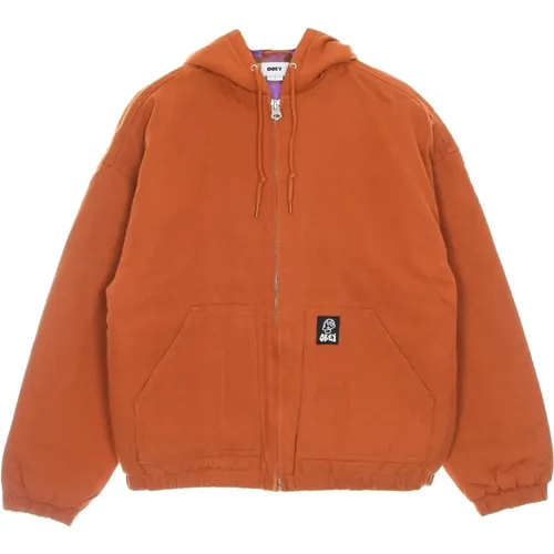 Hooded Cotton Canvas Jacket Ginger , male, Sizes: XL - Obey - Modalova