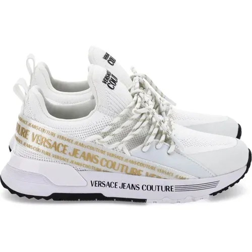 Weiße Sneakers mit Gold-Logo , Damen, Größe: 37 EU - Versace - Modalova