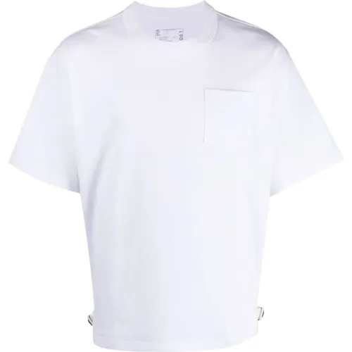 Weißes T-Shirt mit kurzen Ärmeln aus Baumwolle , Herren, Größe: S - Sacai - Modalova