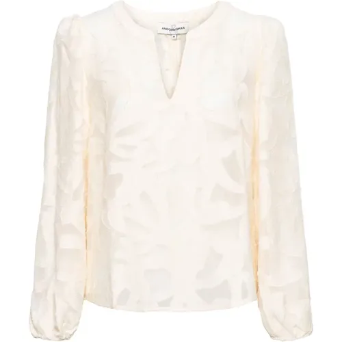 Jacquard Bluse Creme , Damen, Größe: M - &Co Woman - Modalova