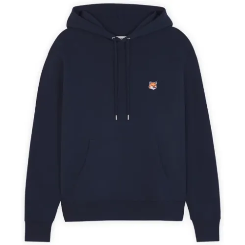 Baumwoll-Hoodie mit kleinem Kontrastlogo , Herren, Größe: L - Maison Kitsuné - Modalova