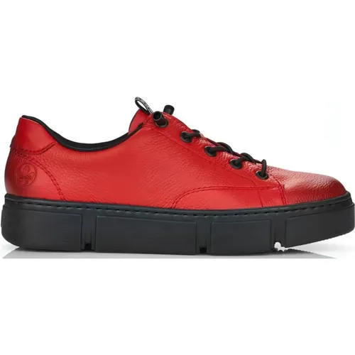 Rote Ledersneaker für Frauen , Damen, Größe: 39 EU - Rieker - Modalova