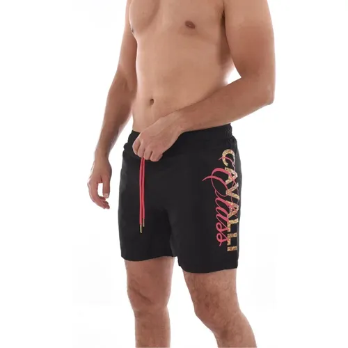 Badeshorts mit seitlichem Logo - Schwarz , Herren, Größe: L - Cavalli Class - Modalova